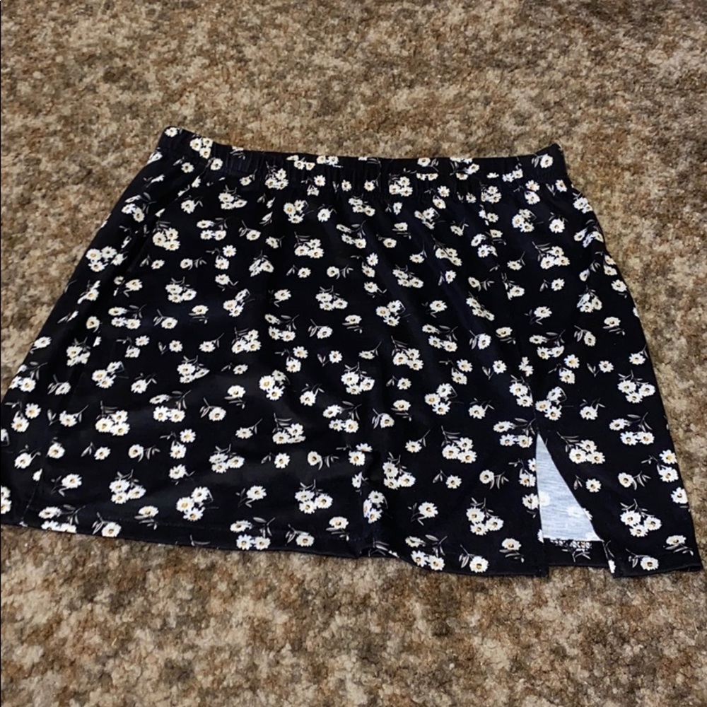 Black floral mini skirt